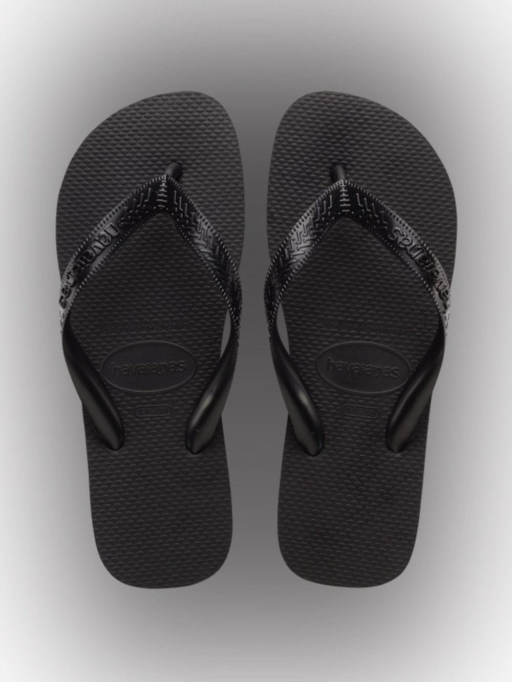 Havaianas Top Flip Flops – Black, Size 37‑38